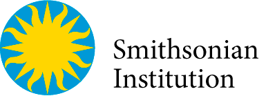Smithsonian Institution logo blue circle surrounding a yellow sun with the text Smithsonian Institution to the right of it