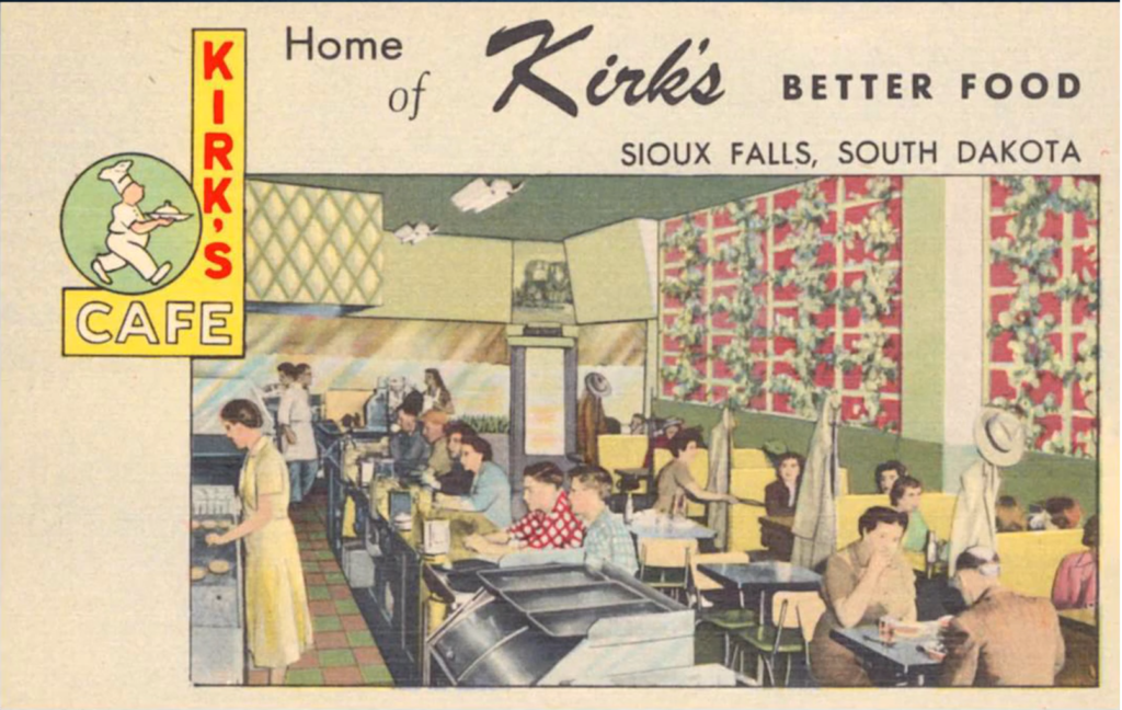 Kirks Cafe Postcard Sioux Falls South Dakota