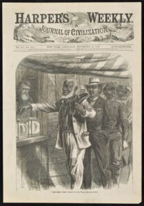 "The First Vote," drawn by A.R. Waud, Harper's Weekly, November 1867, from museumonmainstreet.org/VoicesVotes