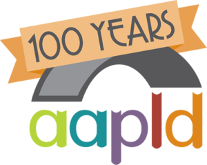 Algonquin Area Public Library logo with 100 years celebration tag