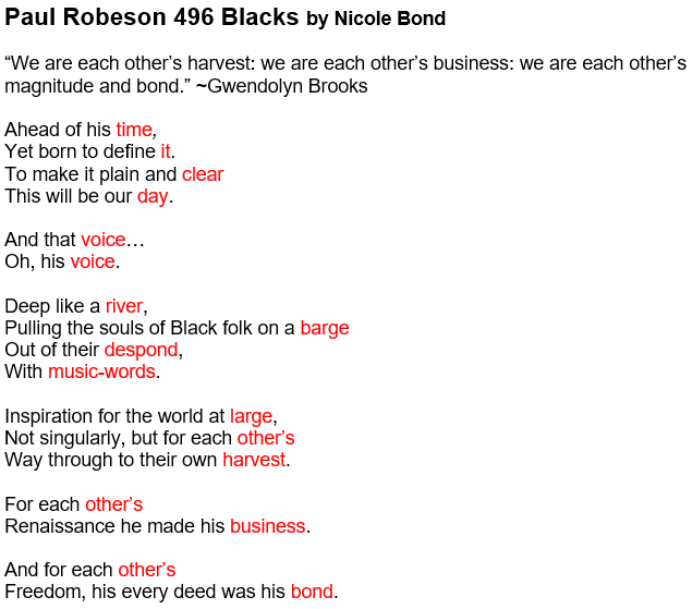 original poem written in the Golden Shovel form