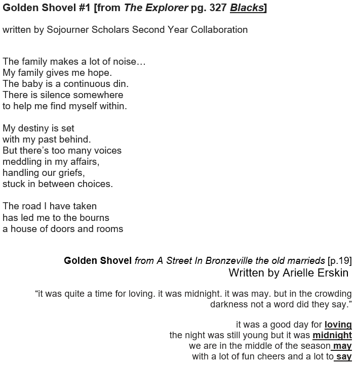 original poems written in the Golden Shovel form