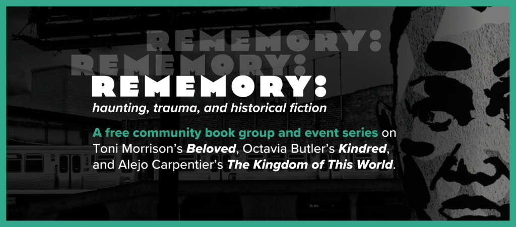 NEA Big Read Banner for Rememory Book Group and Event series