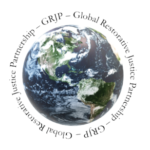 Logo displaying an image of the earth with the name "Global restorative justice partnership" encircling it