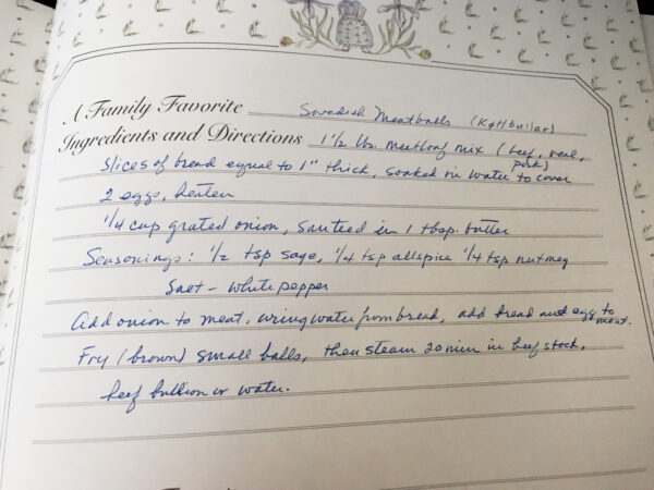 Meredith’s “Grandma’s Swedish Meatballs” recipe