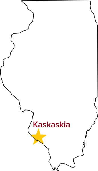 Map of Illinois showing location of Kaskaskia