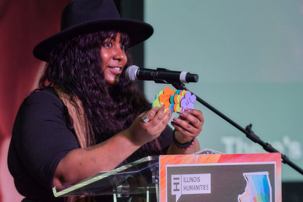 Faylita Hicks at the podium during the 2023 Public Humanities Awards